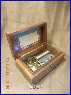 Reuge 2 Tune 50 Note Walnut L' Auberson Music Box Anchors Aweigh (see Video)