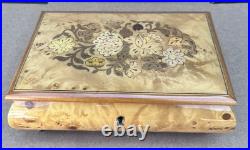 Reuge Anniversary Waltz Wood Music Musical Jewelry Trinket Box Flower Inlay