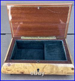 Reuge Anniversary Waltz Wood Music Musical Jewelry Trinket Box Flower Inlay
