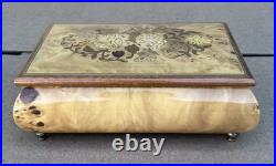 Reuge Anniversary Waltz Wood Music Musical Jewelry Trinket Box Flower Inlay