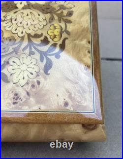 Reuge Anniversary Waltz Wood Music Musical Jewelry Trinket Box Flower Inlay