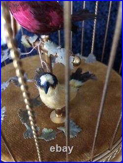 Reuge Bird Cage, Two Singing Birds & Alarm Clock Rare & Working