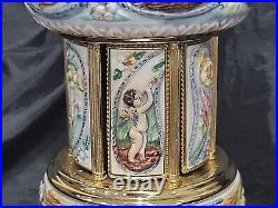 Reuge Capodimonte Carousel Music Box GOLD PLATED WithCHERUBS PLAYS GOLDEN LEAF 13