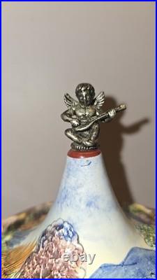 Reuge Capodimonte Porcelain Musical Lipstick Cigarette Carousel Music Box Italy