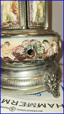 Reuge Capodimonte Porcelain Musical Lipstick Cigarette Carousel Music Box Italy