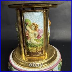 Reuge Capodimonte Porcelain Musical Lipstick Cigarette Carousel Music Box Rare