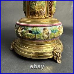 Reuge Capodimonte Porcelain Musical Lipstick Cigarette Carousel Music Box Rare