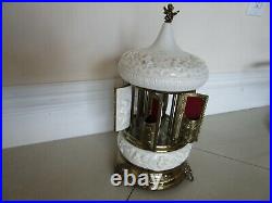 Reuge Carousel Porcelain Music Box Cigarette Lipstick Holder Vintage