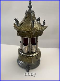 Reuge Chinese Dragon Pagoda Lipstick Cigarette Musical Carousel Swiss Music Box
