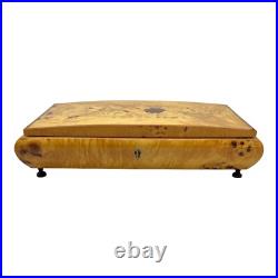 Reuge Inlaid Floral Jewelry/Music Box Italy withKey My Way Rectangular