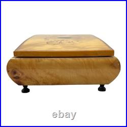 Reuge Inlaid Floral Jewelry/Music Box Italy withKey My Way Rectangular