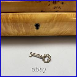 Reuge Inlaid Floral Jewelry/Music Box Italy withKey My Way Rectangular