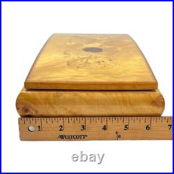 Reuge Inlaid Floral Jewelry/Music Box Italy withKey My Way Rectangular