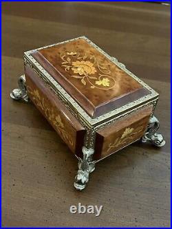 Reuge Jewelry Music Box Swiss Movement Wood Inlay Rain Drops Falling On My head