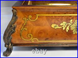 Reuge KING'S MUSIC BOX, Brass Footed, Floral Marquetry, Birds Eye Maple, Mozart