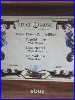 Reuge Music Box 50 Note Magic Flute Mozart With Walnut Box Made In Switzerland