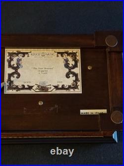 Reuge Music Box 72 Note 3 Tune Vivaldi Four Seasons CH 3/72 Burl Wood Glass Top