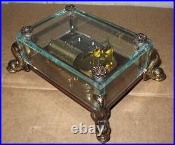 Reuge Music Box Glass Crystal Clear Case Dolphin Legs 36 Note 2 Song
