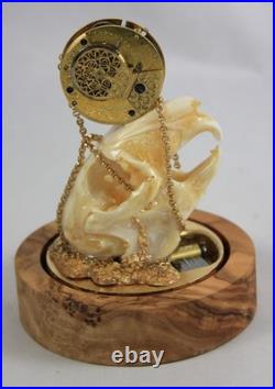 Reuge Music Box Huddersfield Fusee Pocket Watch Rabbit Skull Alice in Wonderland