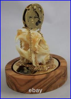 Reuge Music Box Huddersfield Fusee Pocket Watch Rabbit Skull Alice in Wonderland