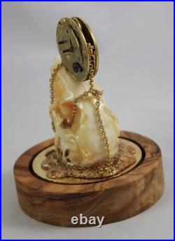 Reuge Music Box Huddersfield Fusee Pocket Watch Rabbit Skull Alice in Wonderland