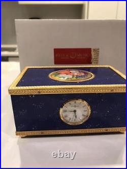 Reuge Music Box Singing Bird Box in Blue Gold Manual winding watch