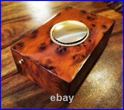 Reuge Music Mechanical Singing Bird walnut wood real feather Box Overhauled Rare