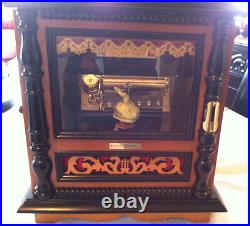 Reuge Music Vintage Old Railroad Station Box With Dancing Doll-3.72 Note Movem