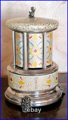 Reuge Music box carousel lipstick Swiss movement 50s/60s, Italy