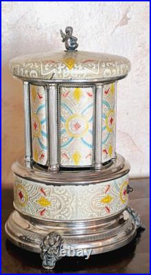 Reuge Music box carousel lipstick Swiss movement 50s/60s, Italy