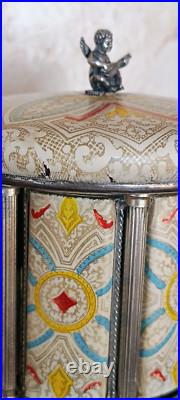 Reuge Music box carousel lipstick Swiss movement 50s/60s, Italy