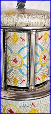 Reuge Music box carousel lipstick Swiss movement 50s/60s, Italy