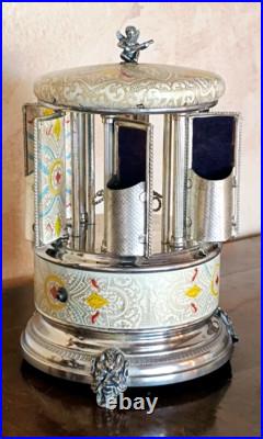 Reuge Music box carousel lipstick Swiss movement 50s/60s, Italy