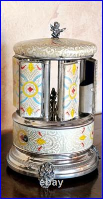 Reuge Music box carousel lipstick Swiss movement 50s/60s, Italy