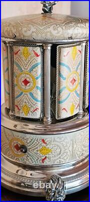 Reuge Music box carousel lipstick Swiss movement 50s/60s, Italy