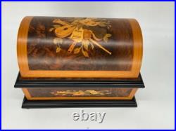Reuge Swiss 72-Note Interchangeable Disc Music Box Roma Inlaid Walnut & Burl