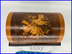 Reuge Swiss 72-Note Interchangeable Disc Music Box Roma Inlaid Walnut & Burl