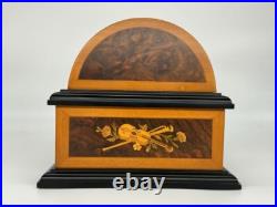 Reuge Swiss 72-Note Interchangeable Disc Music Box Roma Inlaid Walnut & Burl