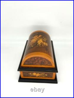 Reuge Swiss 72-Note Interchangeable Disc Music Box Roma Inlaid Walnut & Burl