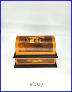 Reuge Swiss 72-Note Interchangeable Disc Music Box Roma Inlaid Walnut & Burl