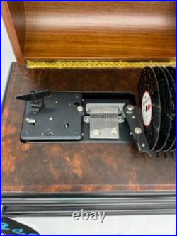 Reuge Swiss 72-Note Interchangeable Disc Music Box Roma Inlaid Walnut & Burl