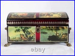 Reuge Swiss Music Cherry Wood with Scenes & Gold-Tone Movement 4 Songs VIDEO