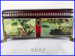 Reuge Swiss Music Cherry Wood with Scenes & Gold-Tone Movement 4 Songs VIDEO