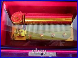 Reuge Swiss Music Cherry Wood with Scenes & Gold-Tone Movement 4 Songs VIDEO