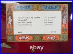 Reuge Swiss Music Cherry Wood with Scenes & Gold-Tone Movement 4 Songs VIDEO