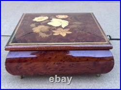 Reuge Tomorrow Wood Music Musical Jewelry Trinket Box Flower Inlay with Key
