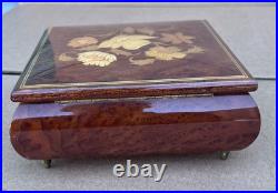 Reuge Tomorrow Wood Music Musical Jewelry Trinket Box Flower Inlay with Key