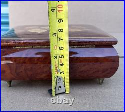 Reuge Tomorrow Wood Music Musical Jewelry Trinket Box Flower Inlay with Key