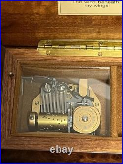 Reuge Vintage Music Box Italian Wood Wind Up Plays Wind Beneath My Wings 6308