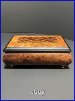 Reuge Vintage Music Box Italian Wood Wind Up Plays Wind Beneath My Wings 6308